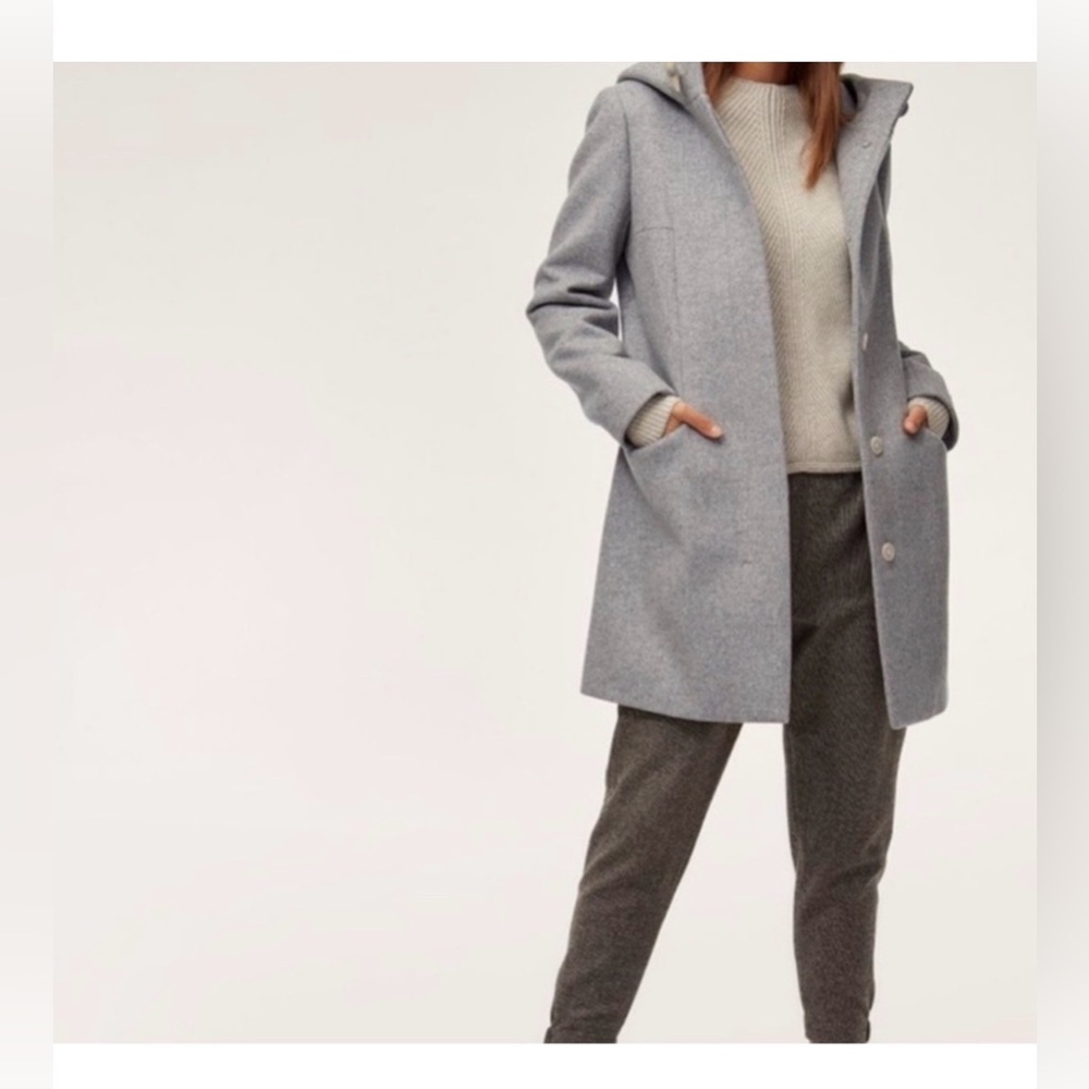 Aritzia Babaton Pearce Wool Cashmere Coat Gray